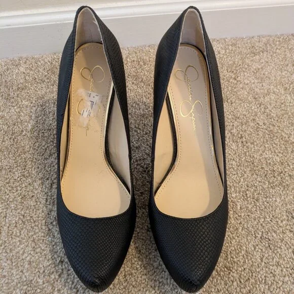 Jessica Simpson Black Textured Platform Pumps - Size 10 - Classic Stiletto Heels - Picture 3 of 4